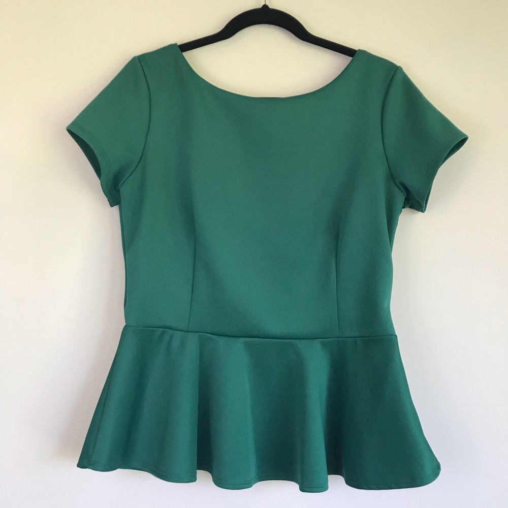 Bisou Bisou | Green Scuba Peplum Top